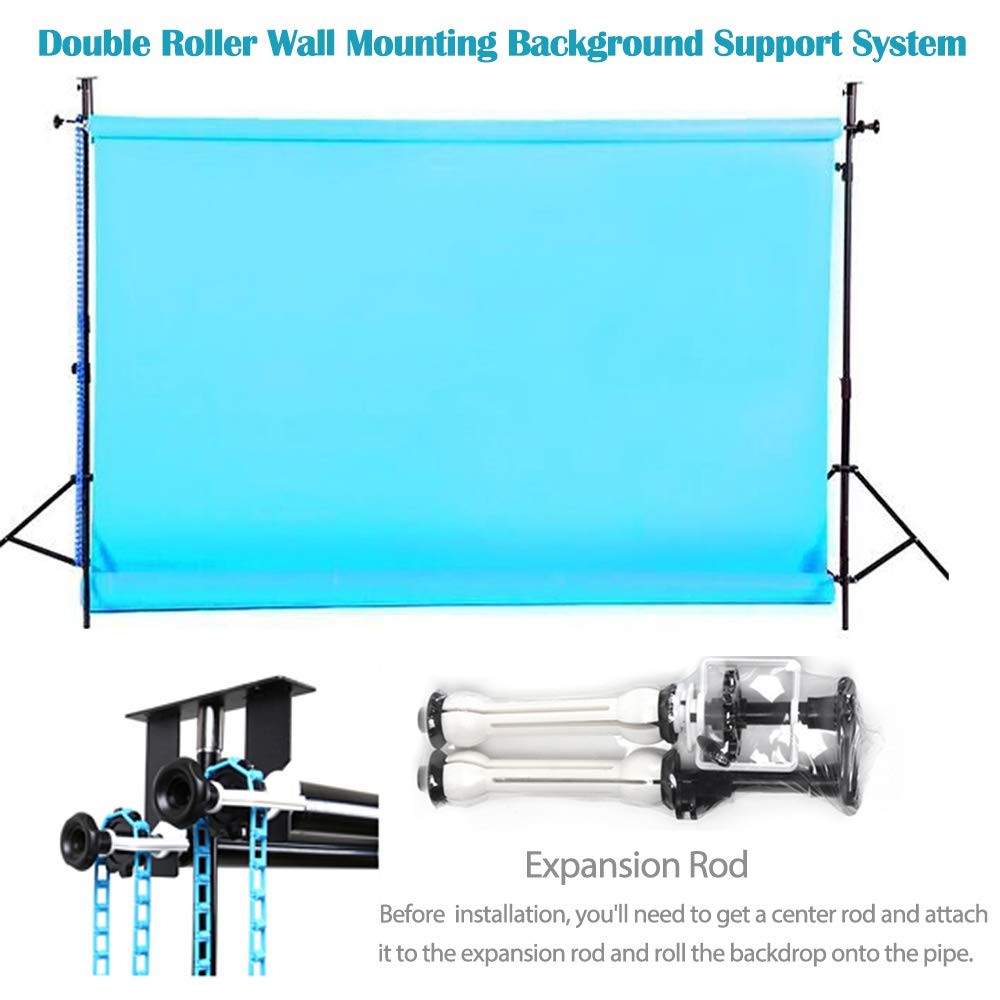 Photography Backdrop Double Roller Wall Mounting Manual Background Support Syste