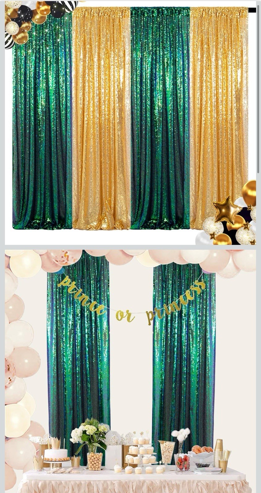 4pk Sequin Photography Backdrop Curtains, 4×8 ft Glitter Photo Booth Background
