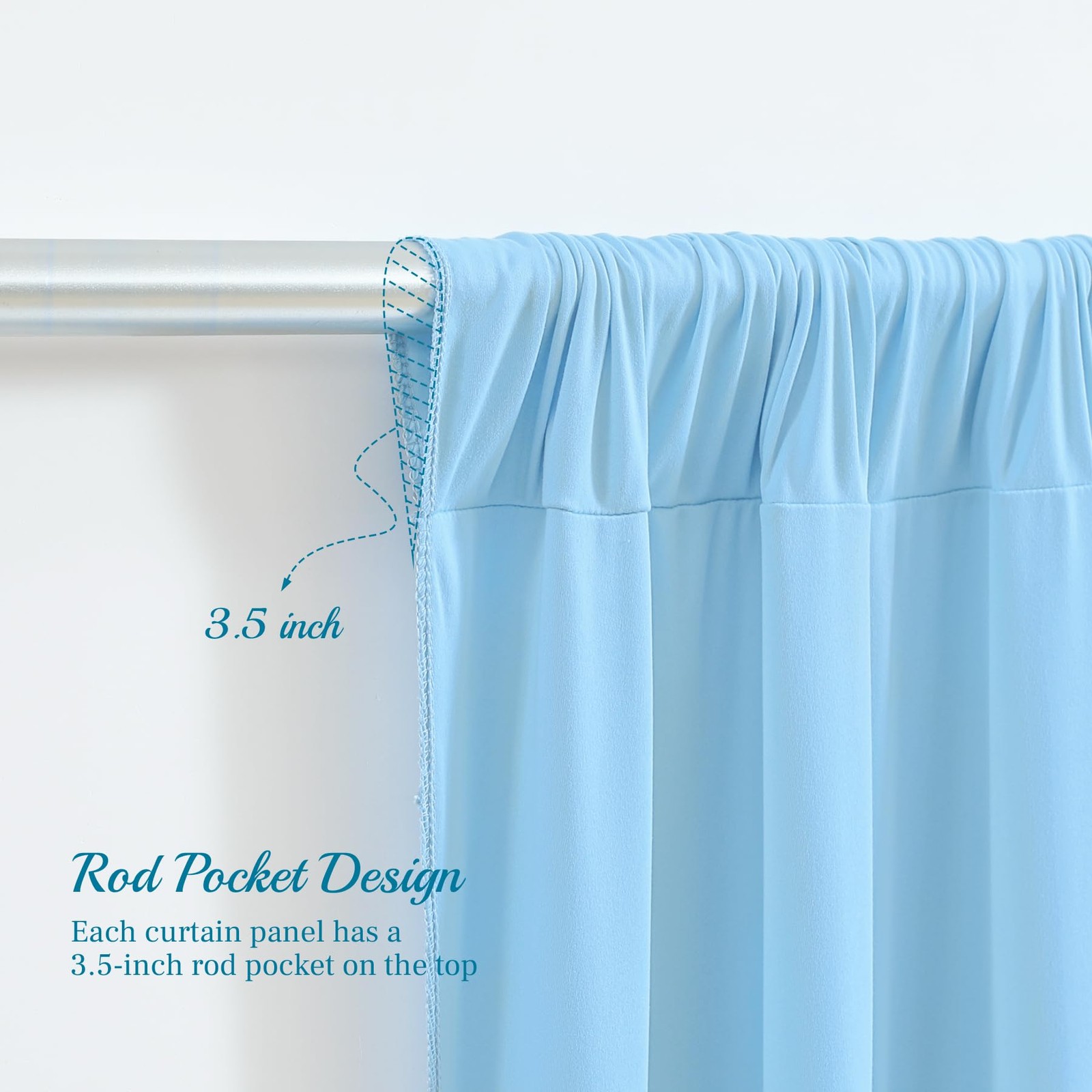 8x10FT Baby Blue Backdrop Curtains 2 Panels 4x10ft Wrinkle Free Drapes
