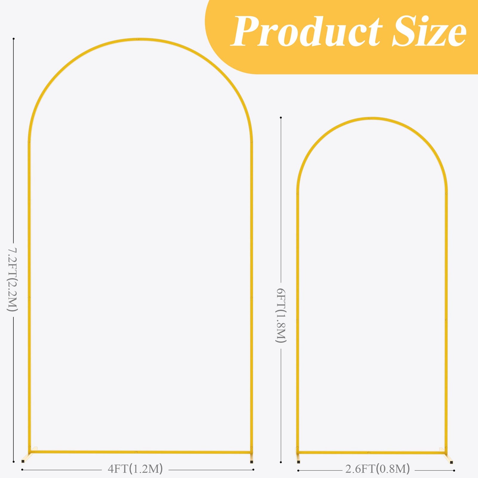 Metal Arch Backdrop Stand Gold Wedding Arch Stand Set Of 2 7.2ft/6ft Square Ar