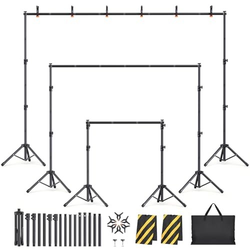 Backdrop Stand Kit – 6 Widths Adjustable Background Stand for Parties 10×7.5ft