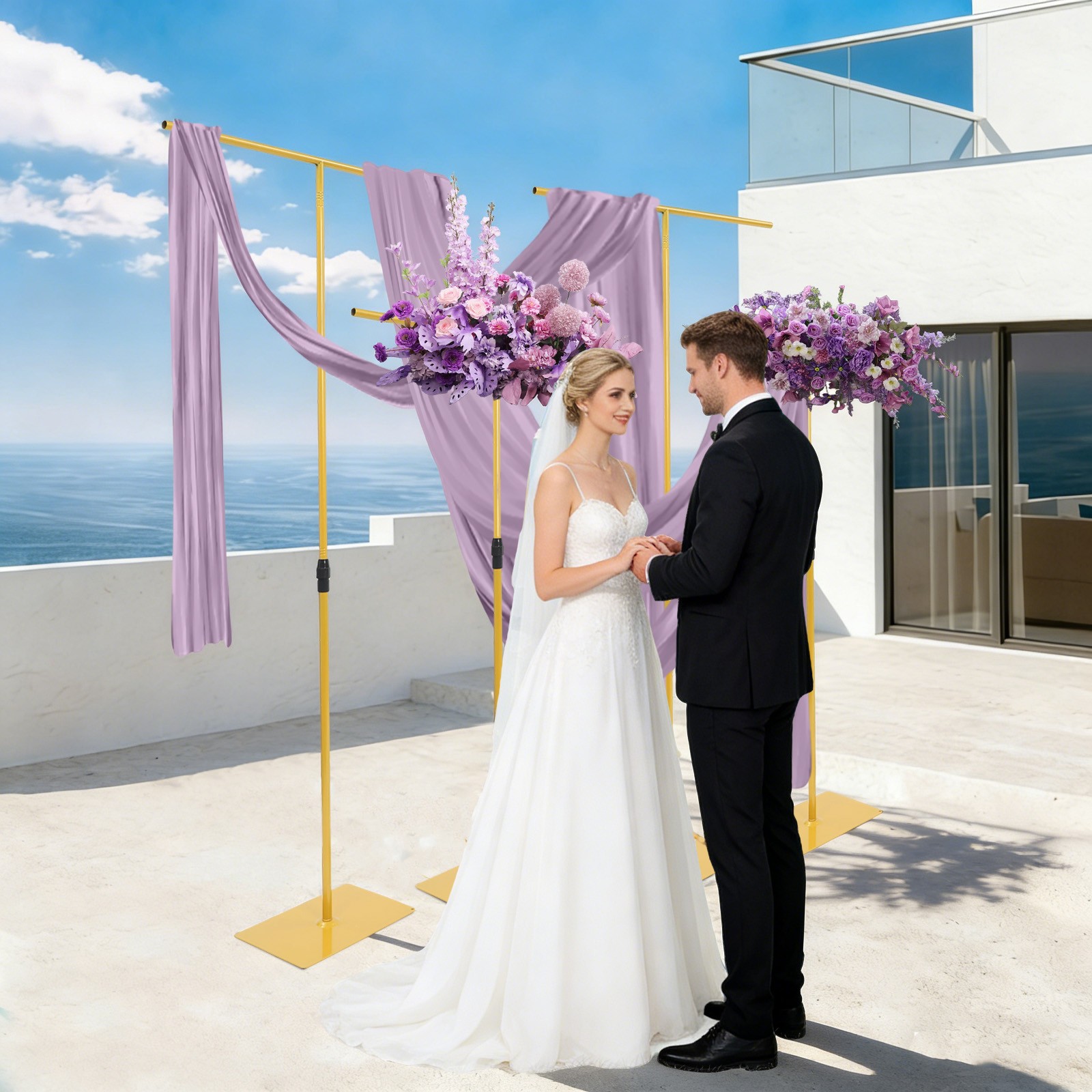 4 Pcs Wedding Backdrop Stands, Adjustable Height Backdrop Stands For Wedding