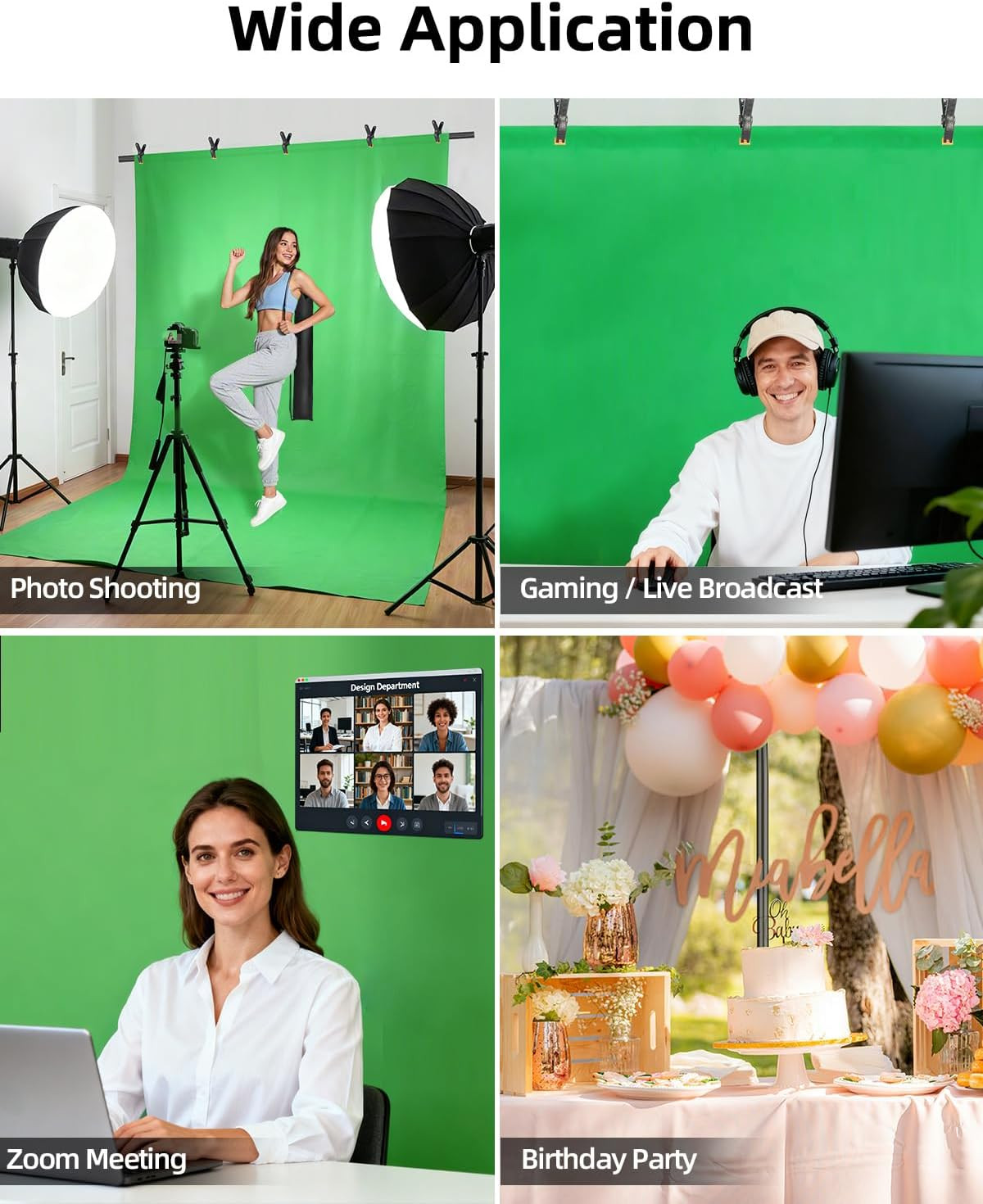 Green Screen Backdrop Kit, 8X6.8Ft Wider Green Screen with Stand, Portable Chrom