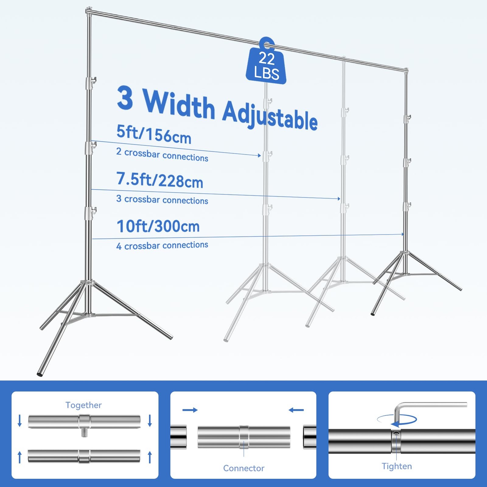 Stainless Steel 10x10FT Backdrop Stand Heavy Duty,Photo Back Drop Adjustable …