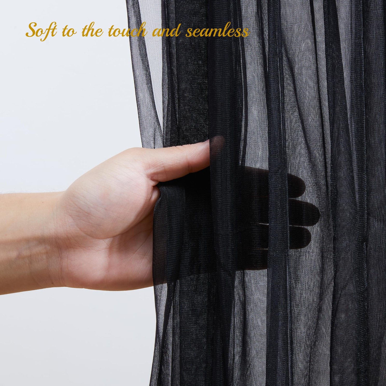 20×10 Black Tulle Backdrop Curtains Sheer Wedding Photo Background Drapes