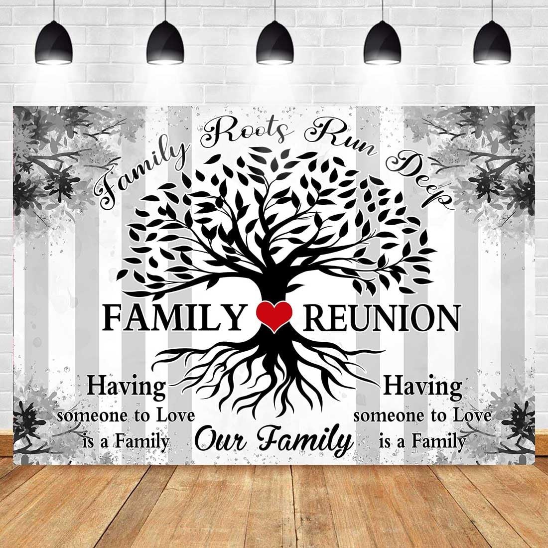 Family Reunion Backdrop for 7x5ft, Black and white gray