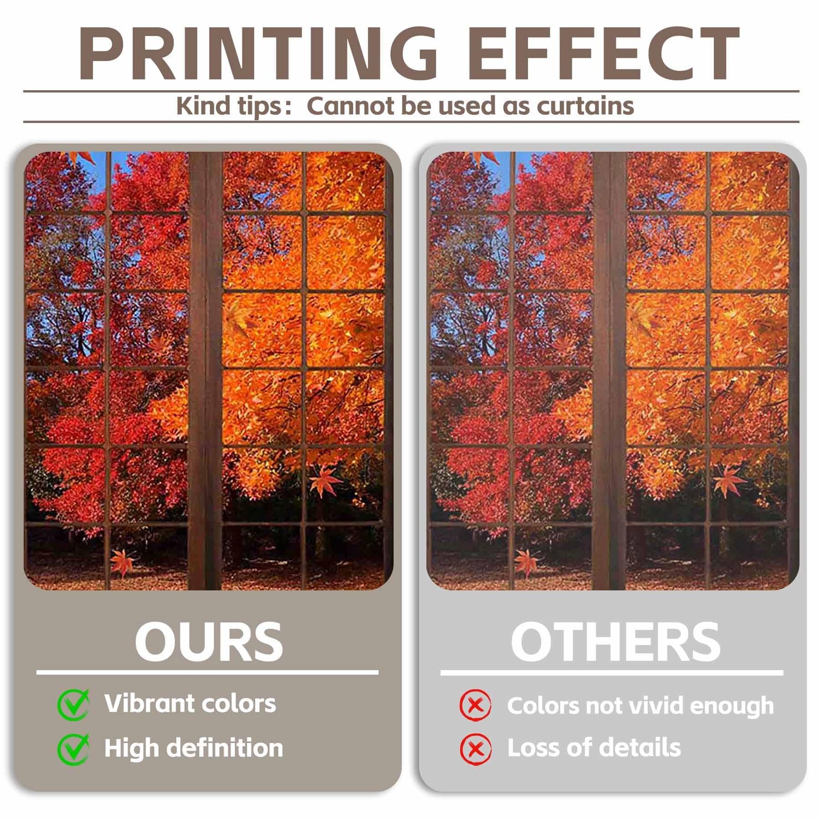 7x5ft Fabric Fall Window Backdrop Autumn Landscape Maple Leaves Forest Scener…
