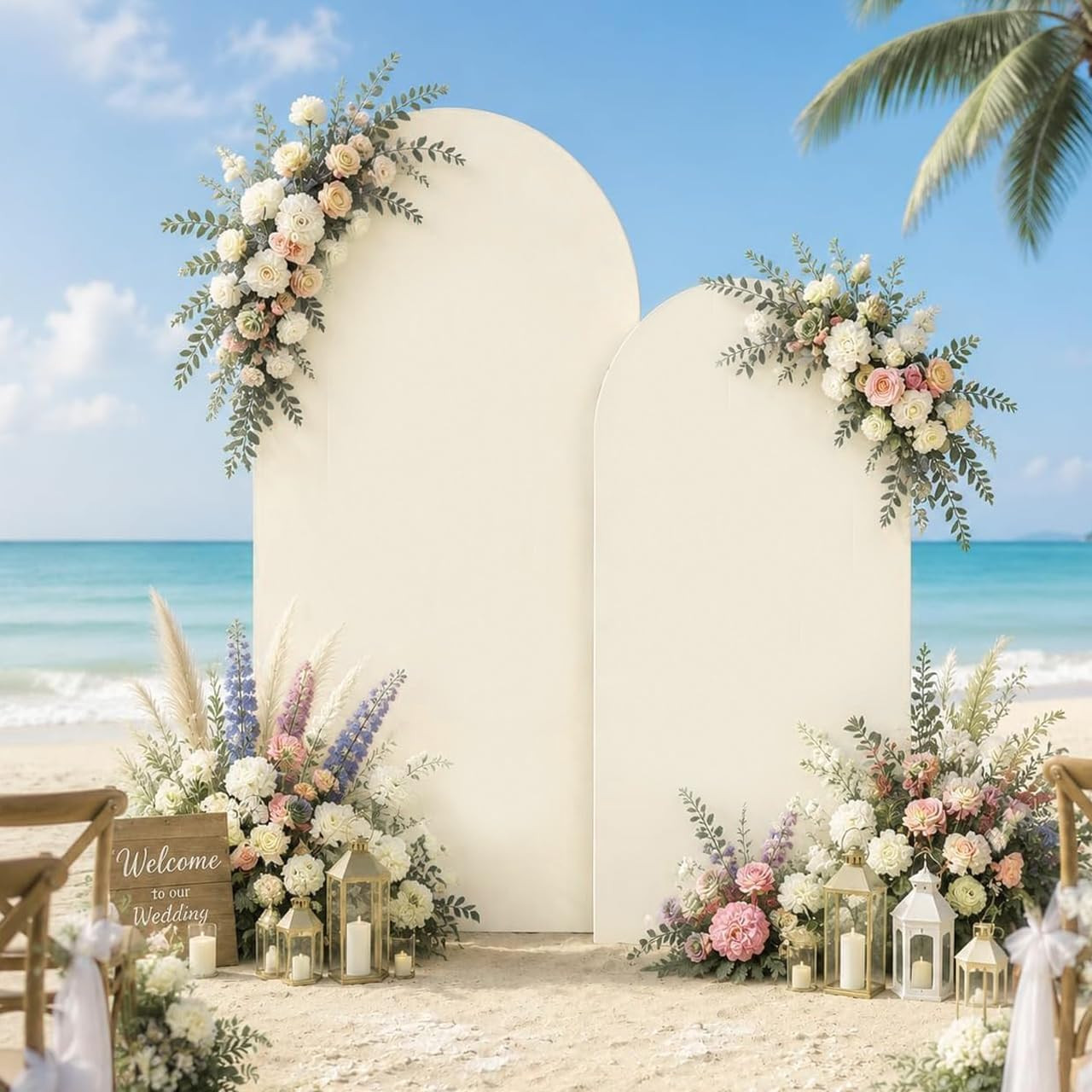 Beige Arch Covers 7.2 and 6Ft Wedding Arch Backdrop Cover Set of 2 Baby Shower B