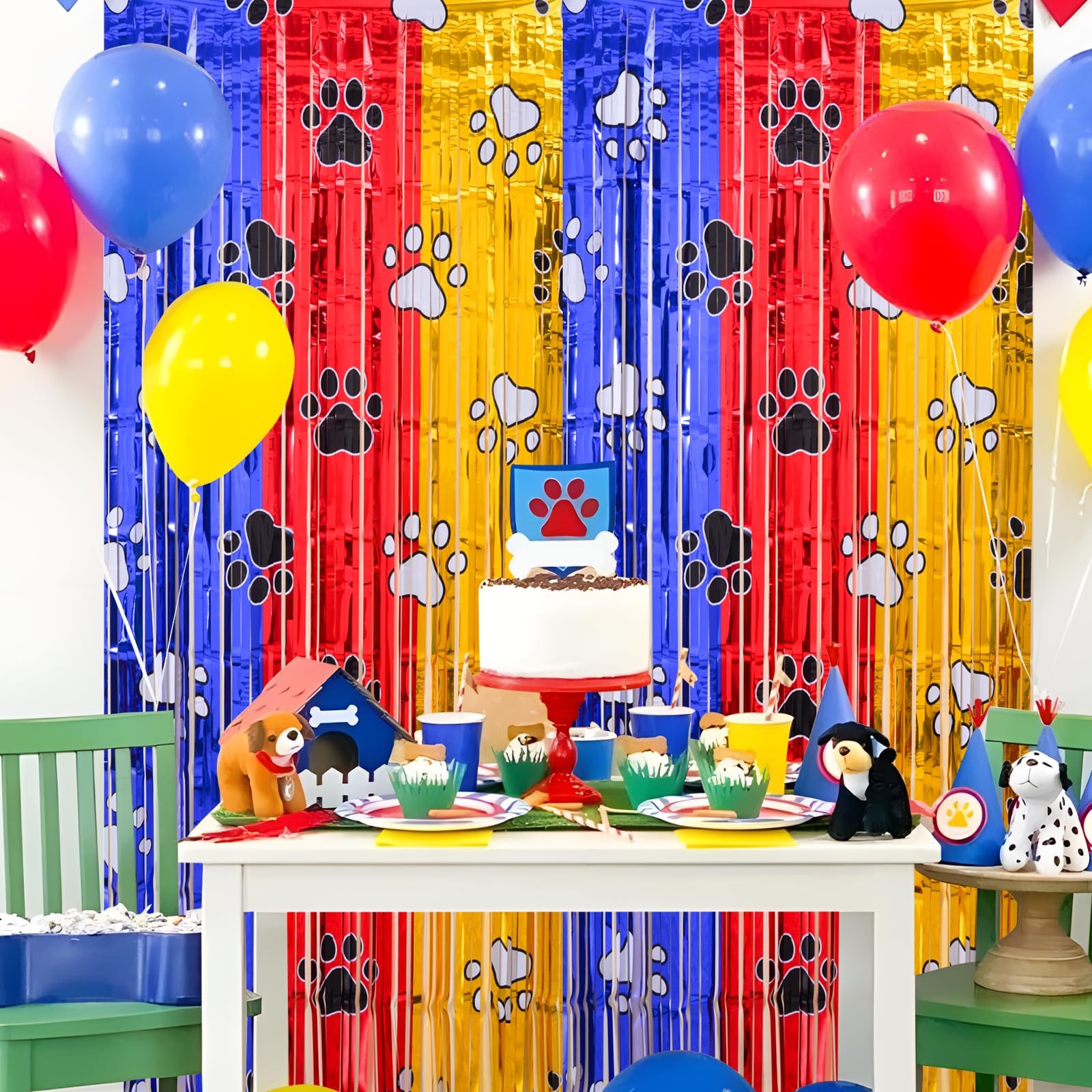 Paw Birthday Decorations, 2 Pack Gold Red and Blue Paw Birthday Party Supplie…