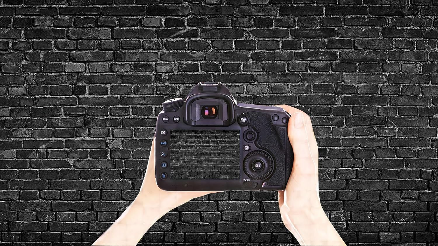 7X5FT Lightweight Black Brick Wall Background – Perfect for Events & Studios