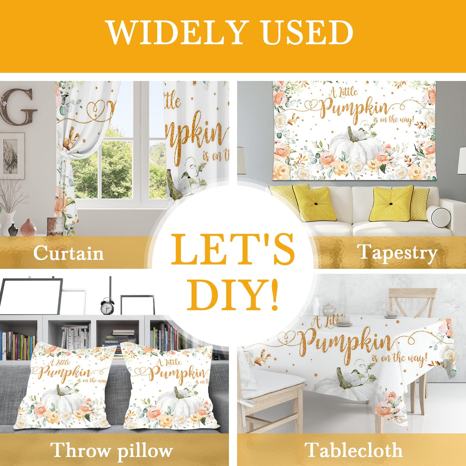 Fall Baby Shower Backdrop A Little Pumpkin Is On The Way Orange 7×5 Ft