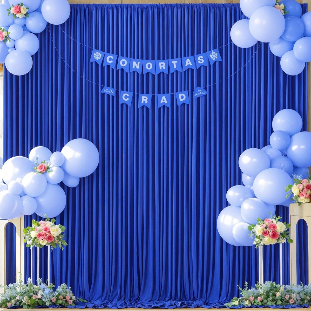 10x10ft Royal Blue Backdrop Curtains for Parties Sheer Fabric Photo Background