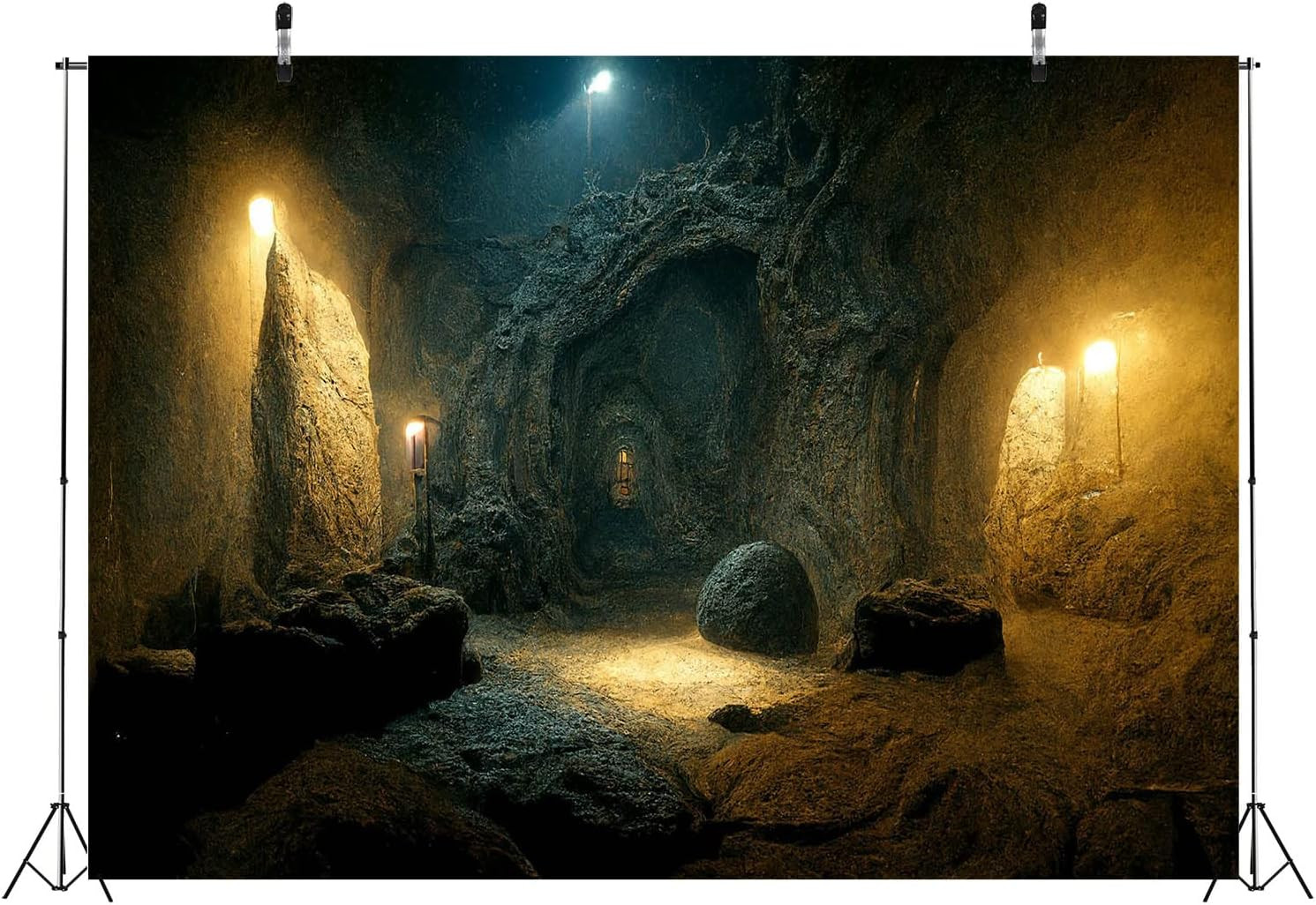 7X5Ft Fabric Dark Medieval Castle Dungeon Backdrop for Photography