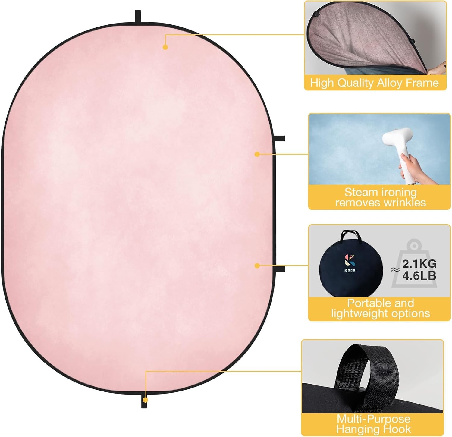5×6.5ft(1.5x2m Collapsible Backdrop Pink Blue Texture Pop up Backgrounds