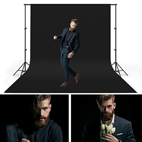 Black Photo Backdrops for Photography – Two Rod Pocket – 10x20ft Black