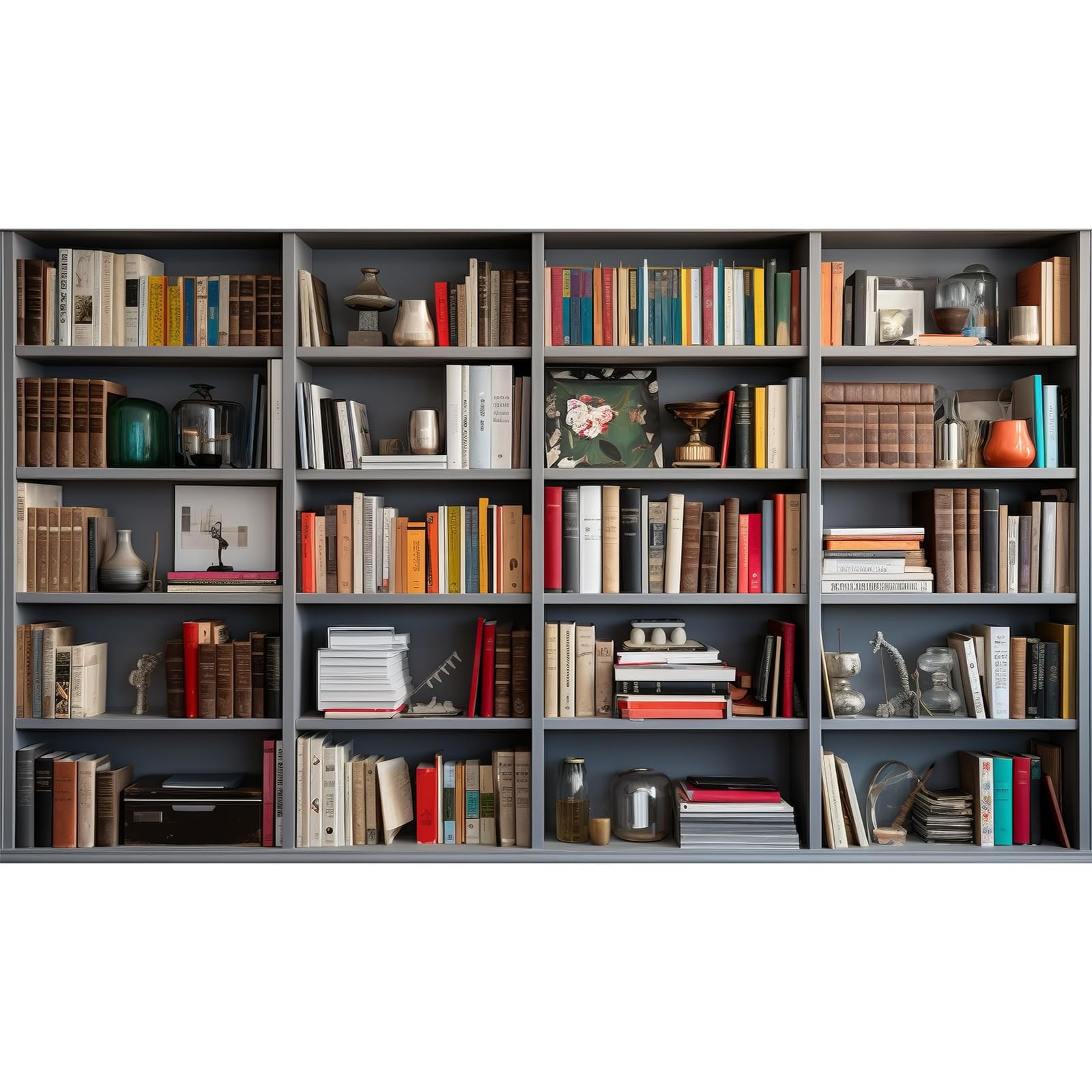 VitalCozy 8x6ft Bookshelf Backdrop Wooden Bookcase Library Photography Backgr…