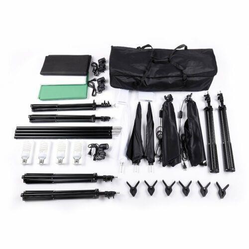 Photo Studio Photography Lighting Kit Umbrella Softbox Backdrop Stand Set