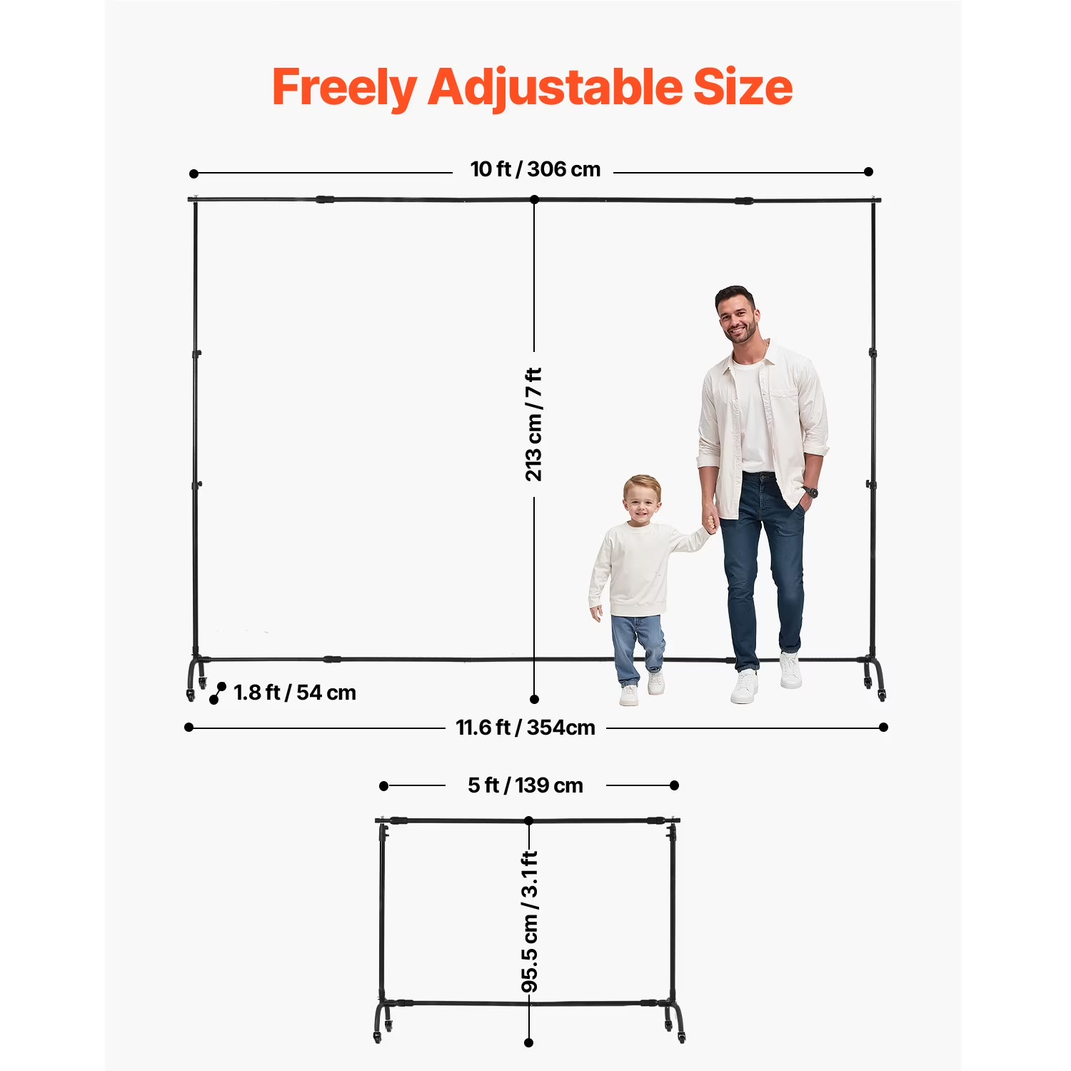 Backdrop Support, 7 x 10 ft Modifiable Picture Backdrop Support Kit, Transportab