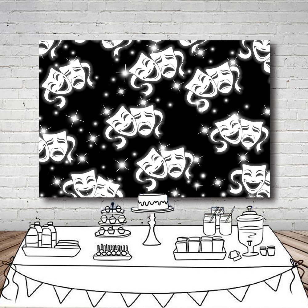 DePhoto 7x5FT Black Mask Backdrop 7x5FT, Please refer to the main picture
