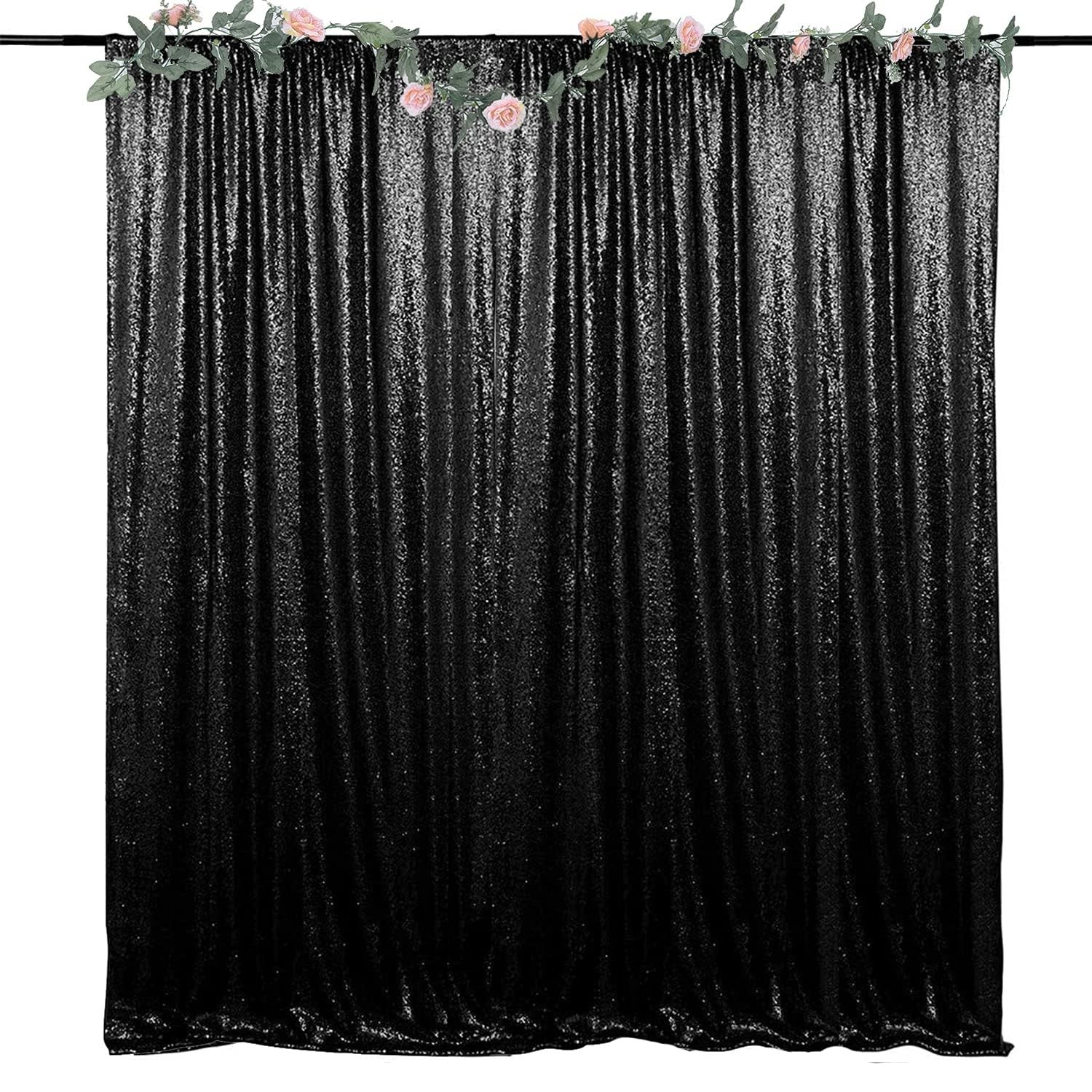Halloween Black Sequin Backdrop Curtain 10x8ft 1 Panel Glitter Photography