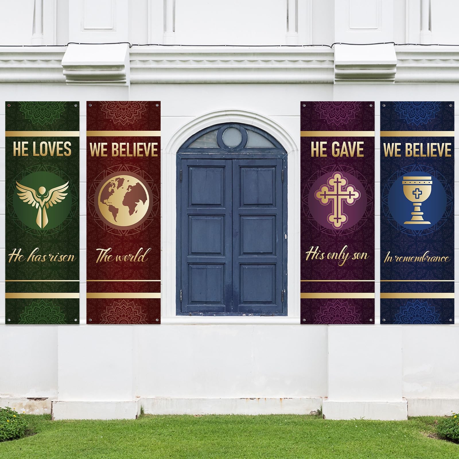 4Pcs Church Banners for Sanctuary Wall Welcome Inspirational Religious Banner…