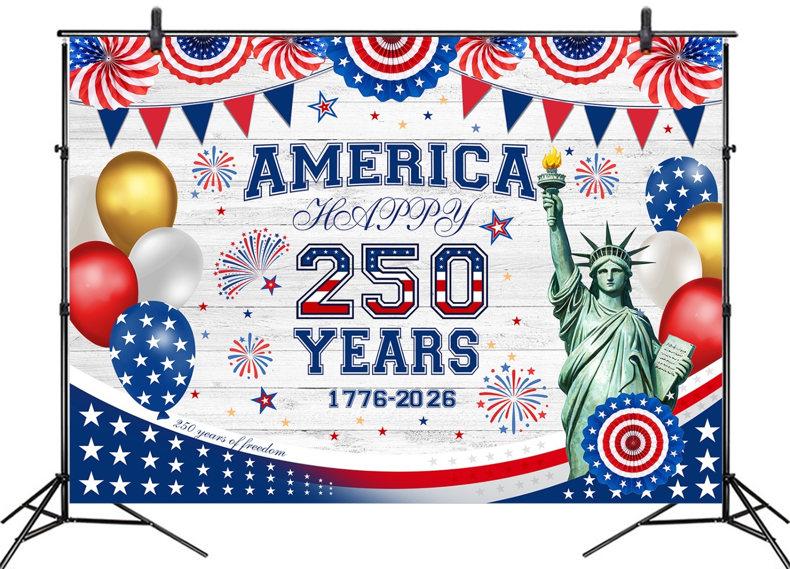 10x8ft America 250 Backdrop 4th of July 250th Anniversary Photo Background