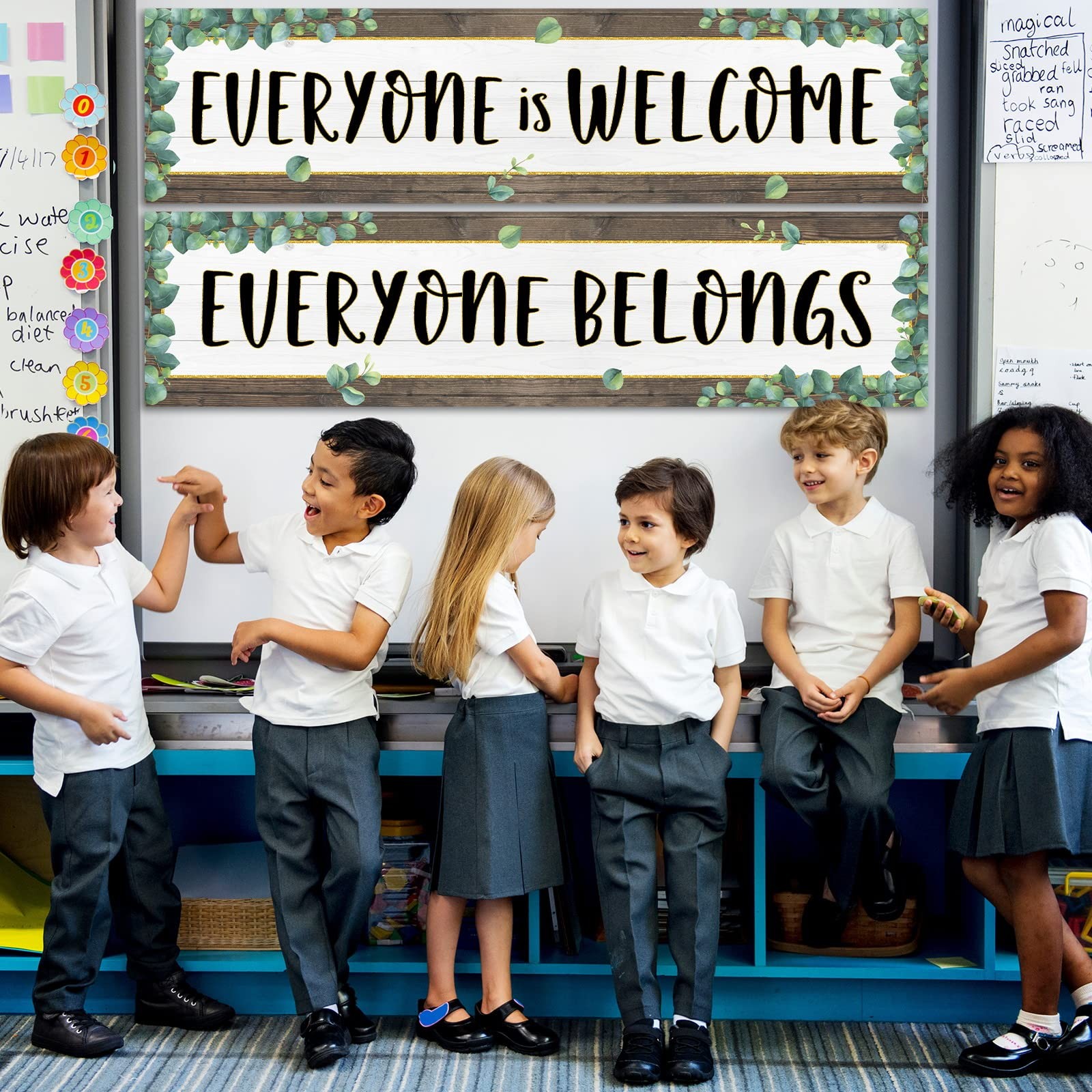 2 Pack Classroom Decorations Welcome Banner Bulletin Board Decor Poster Eucal…