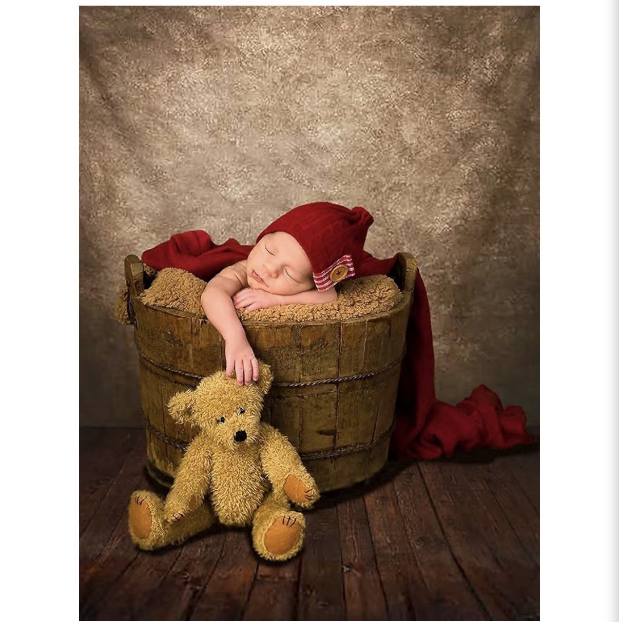 NEW Allenjoy Photography backdrop 5×7 ft. Fabric – Brown Wall w/ Wood Floor