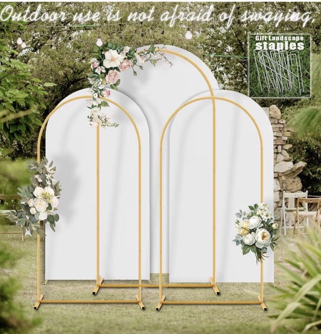 (30)3 Arch Backdrop Stand Set with Cover,(7.2ft+6ft+6ft) White Cover Spandex.
