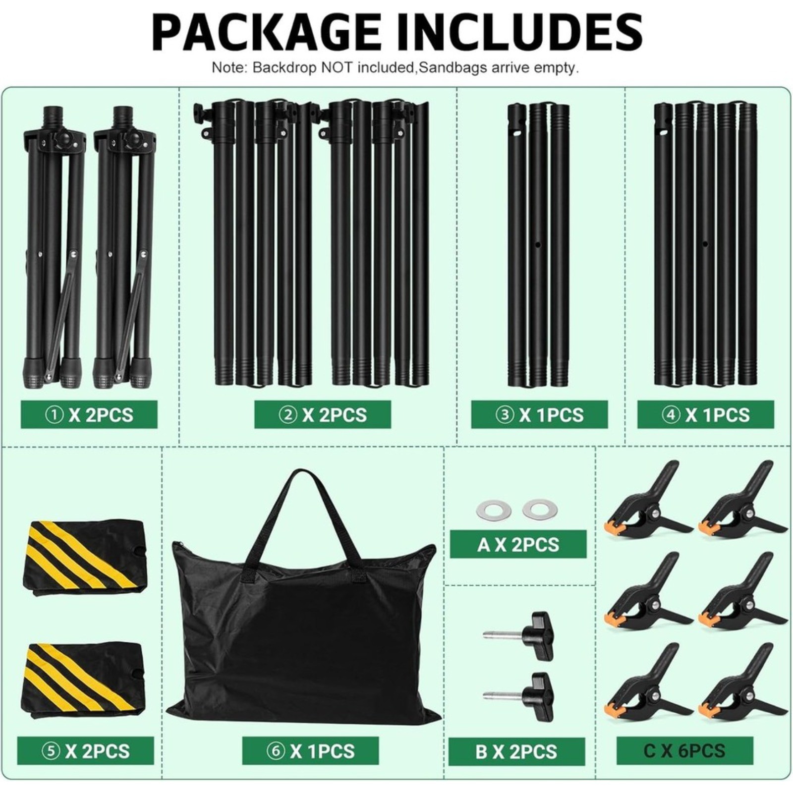 3-in-1 Telescopic Backdrop Background Support Stand Adjustable With Carrying Bag
