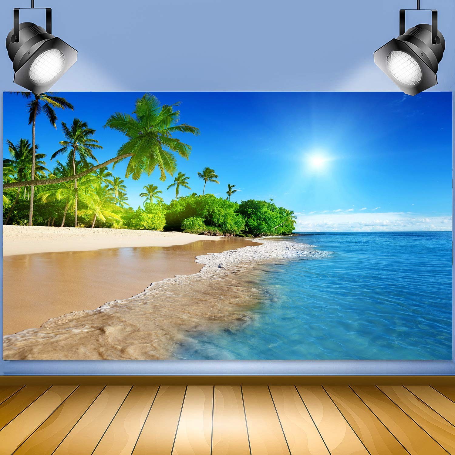Tropical Seaside Backdrop 5×3 Ft Summer Beach Hawaii Palm Trees Photography