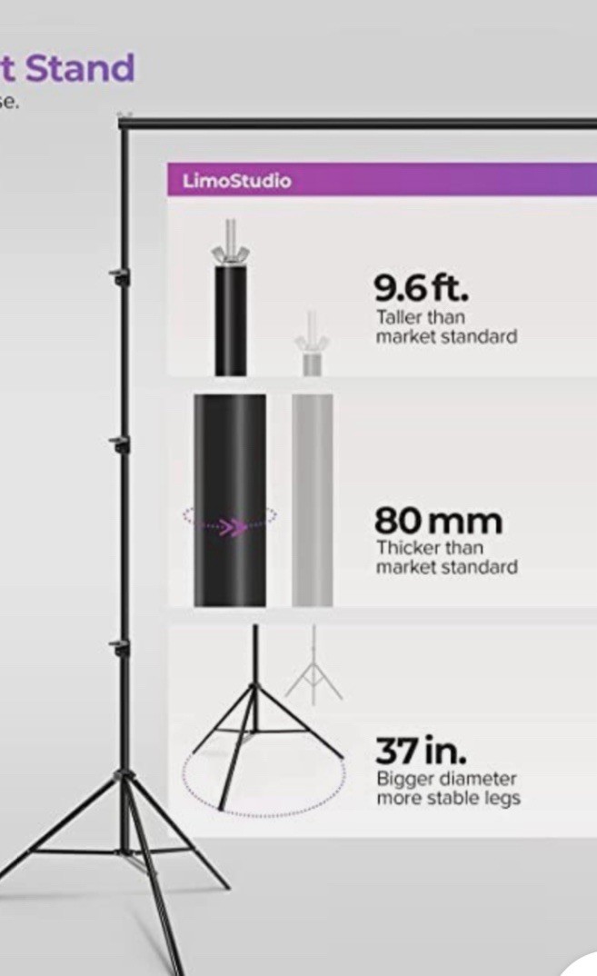 10×9.6 Single Crossbar Background Support Stand Photo Studio Backdrop Kit+FREE