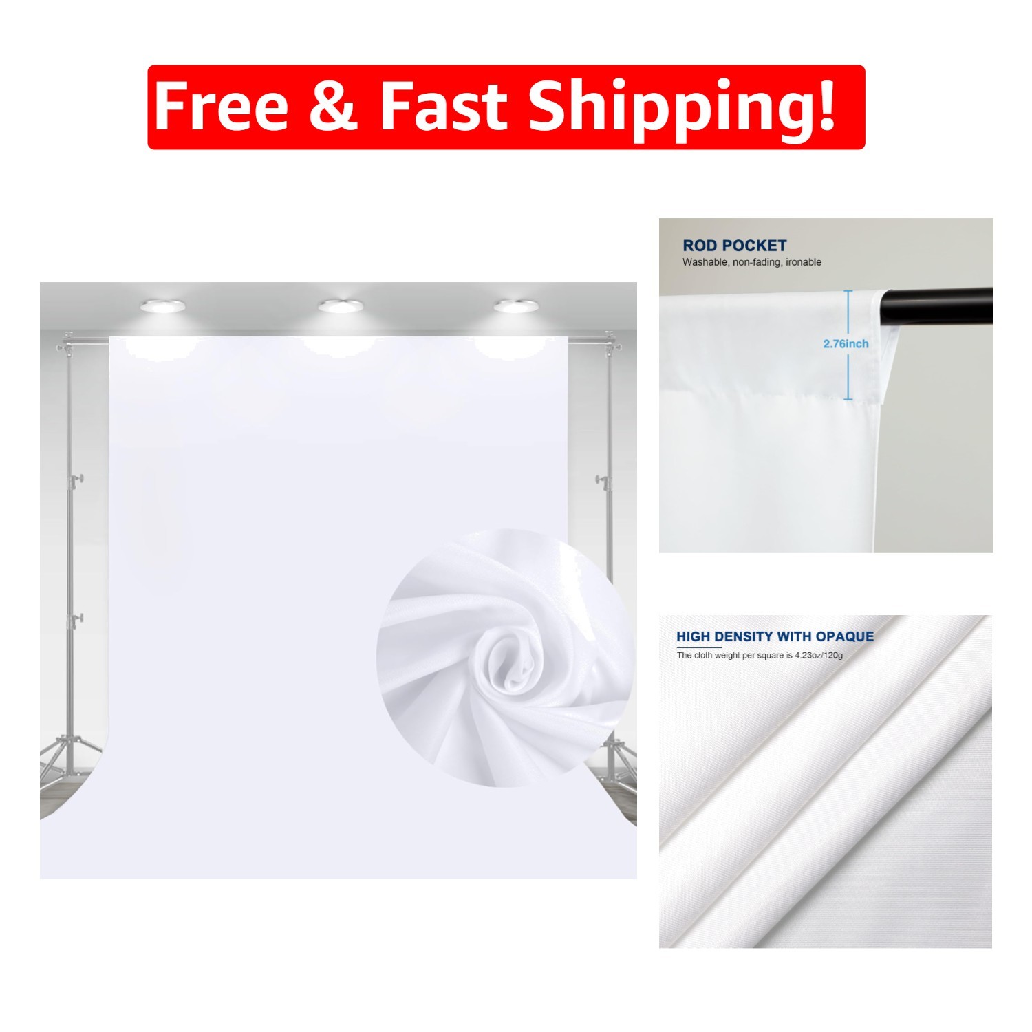 High Density 10×7 FT White Backdrop for Professional Photography & Events