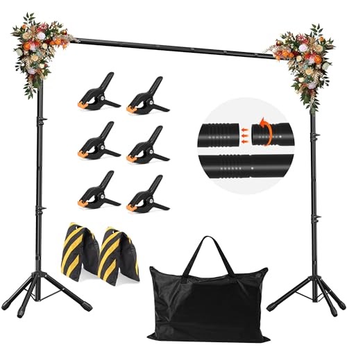 Backdrop Stand, Adjustable 10×7.5 FT Background Stand Backdrop 10×7.5ft Black
