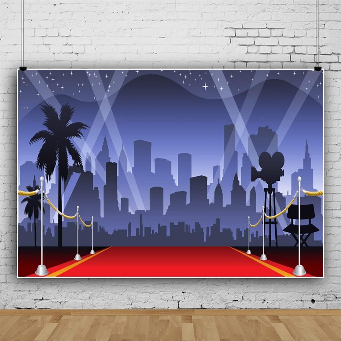 Red Carpet Backdrops for Photography Flash Stars Showing Time Background Party