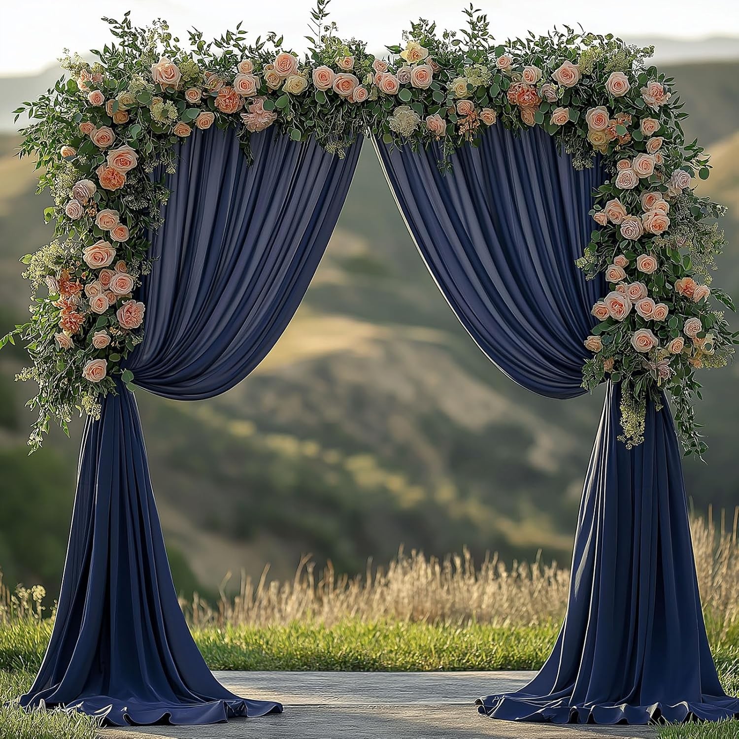 2 PCS 10×10 FT Navy Blue Backdrop Curtain Wrinkle Free Photo Drapes Decor Set