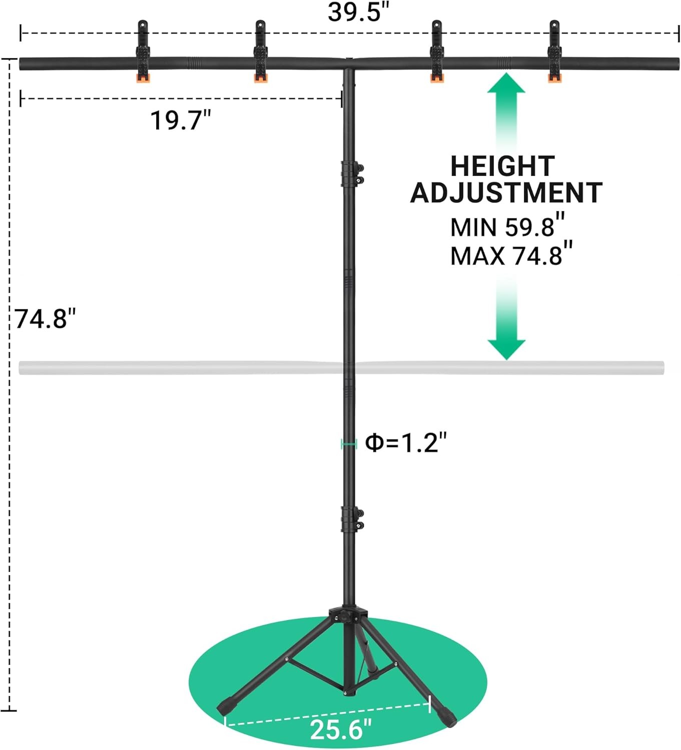 T-Shape Portable Backdrop Stand, 6.5×3.2ft Adjustable Photo Background Stand Kit