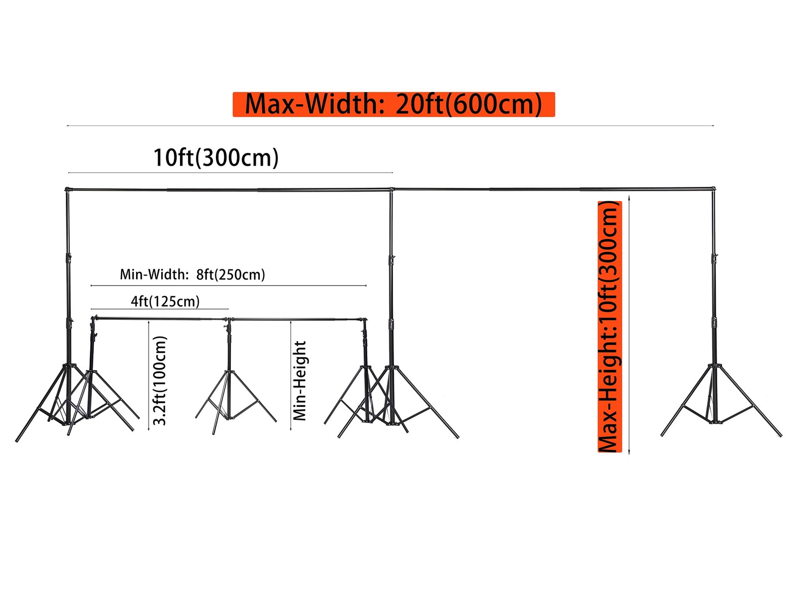 10x20ft (3x6m) Photography Backdrop Frame Stand for Room Set Adjustable Heavy…
