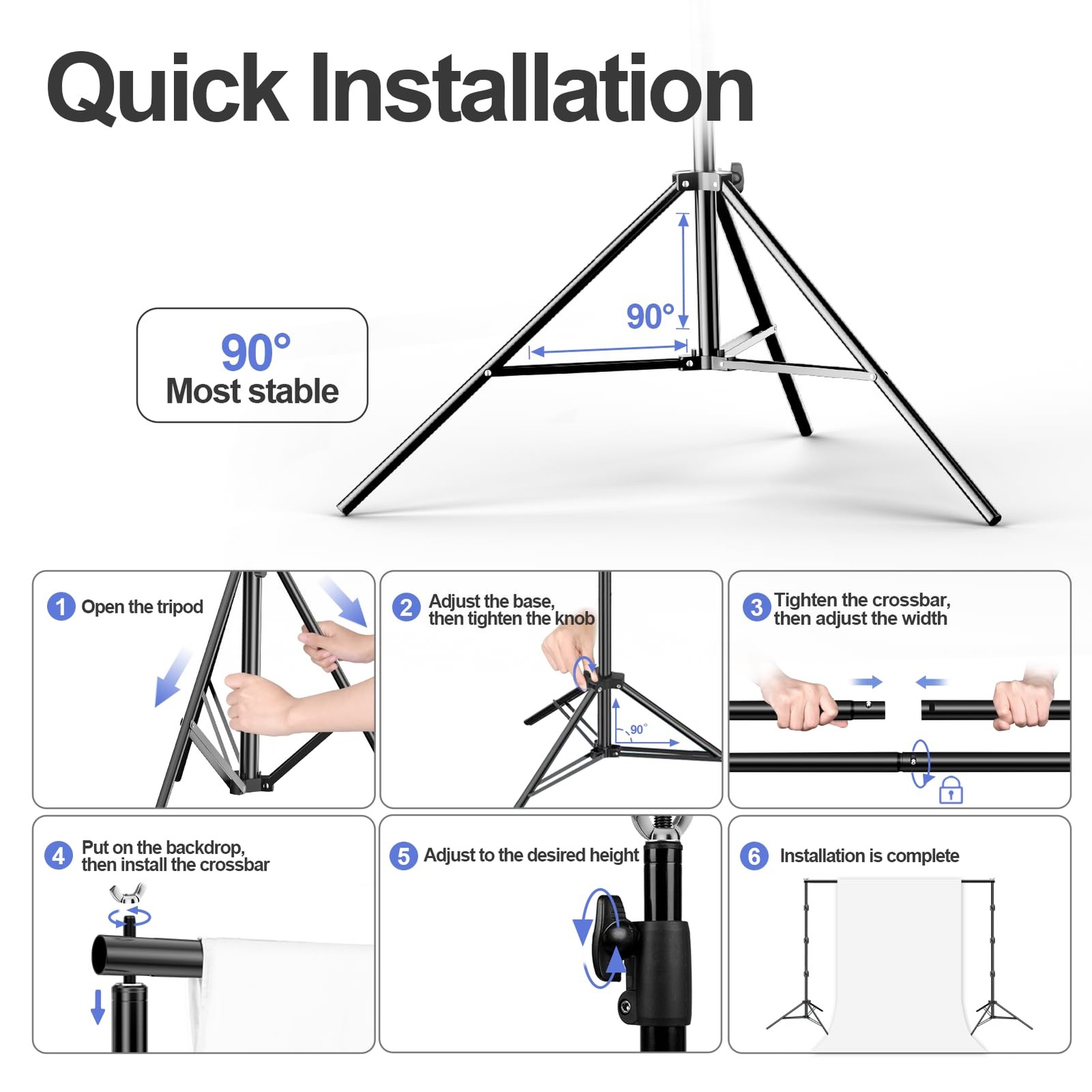 EMART Photo Video Studio Backdrop Stand Kit, 8.5x10ft Adjustable Photography Gre