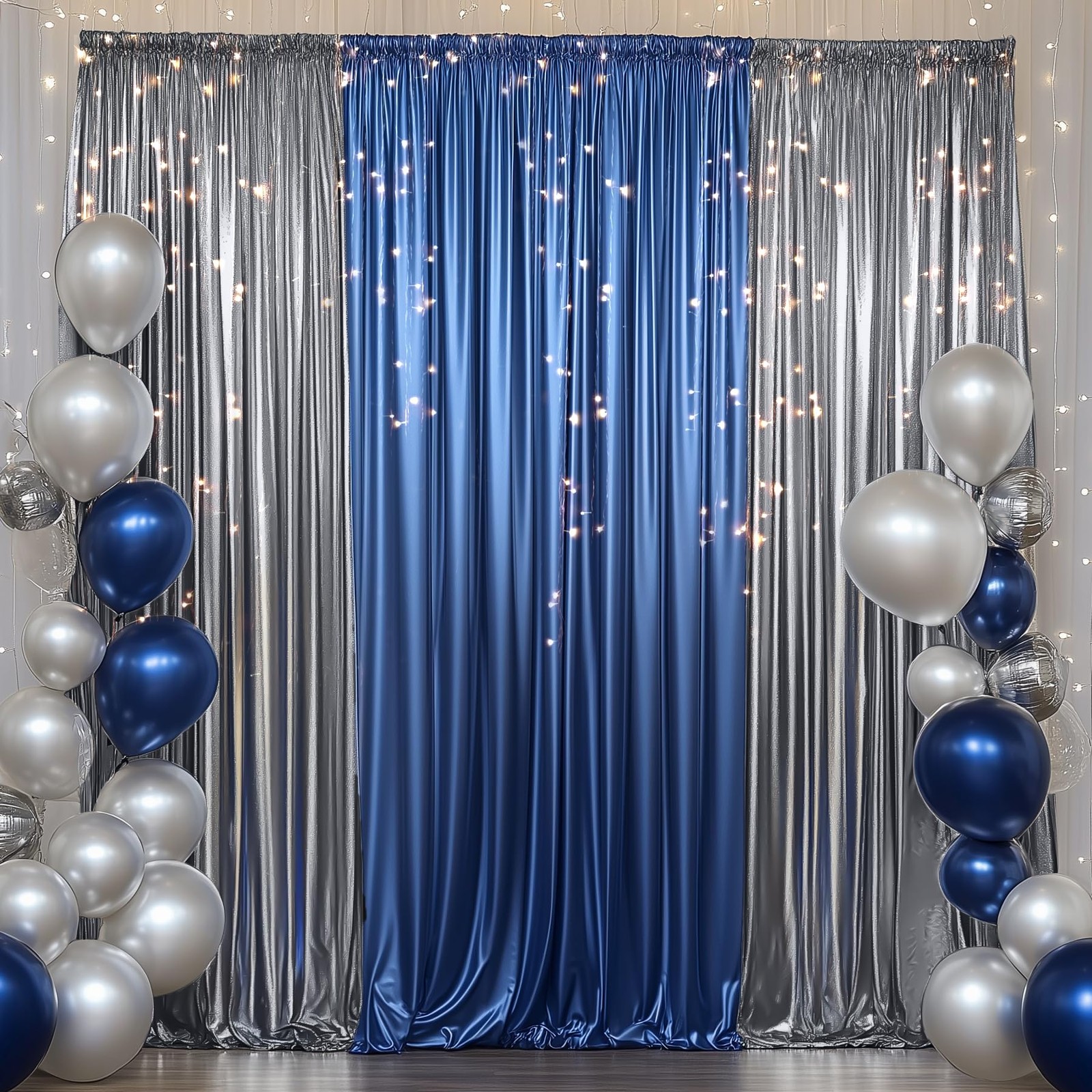 Thick 10 ft x 10 ft Black Silver Sequin Backdrop Curtain for Parties, Wrinkle…