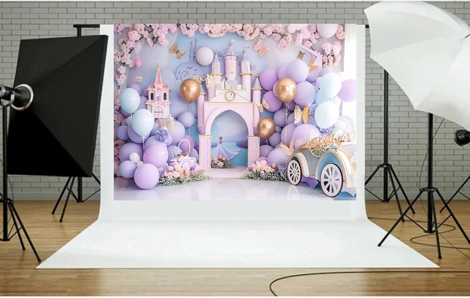 Princess Castle Backdrop Photography Flower Pink Floor Decorations Girls 1st …