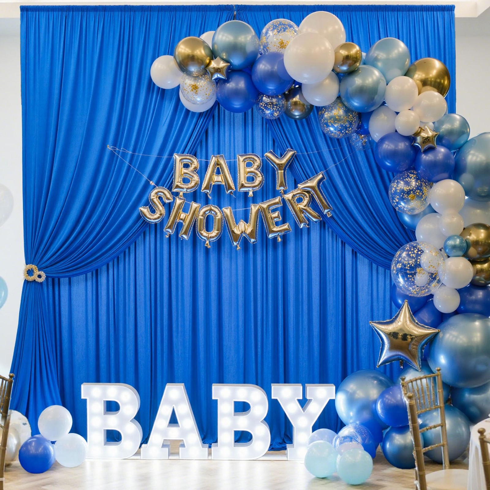50ft×10ft Royal Blue Wrinkle Free Backdrop W5ftxH10ft_10 Panels,