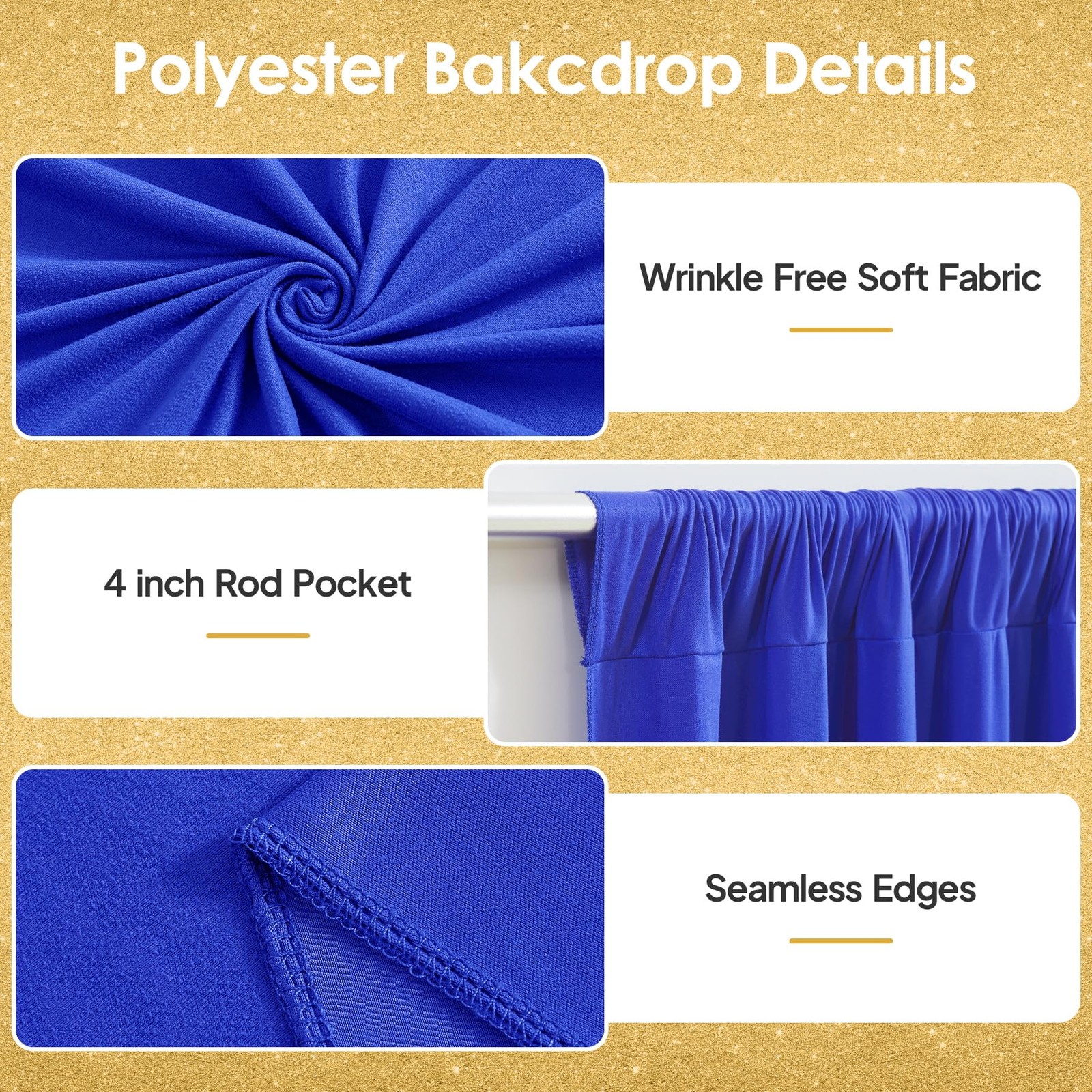 10x10ft Royal Blue Backdrop Curtains for Wedding Parties,Wrinkle Free Blue Cu…