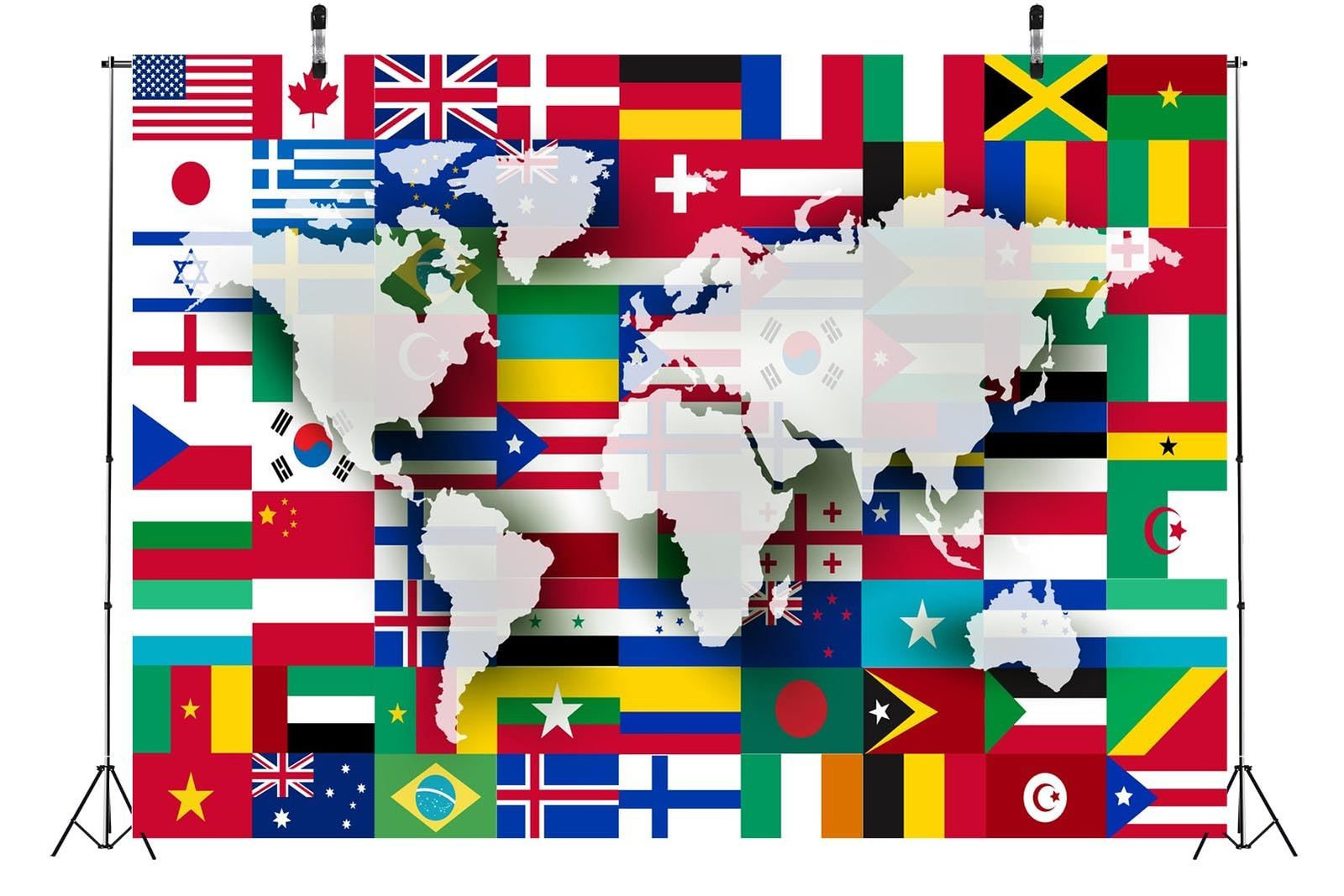 BELECO 7X5ft Fabric World Flags Backdrop Map 7x5FT, CHa50854