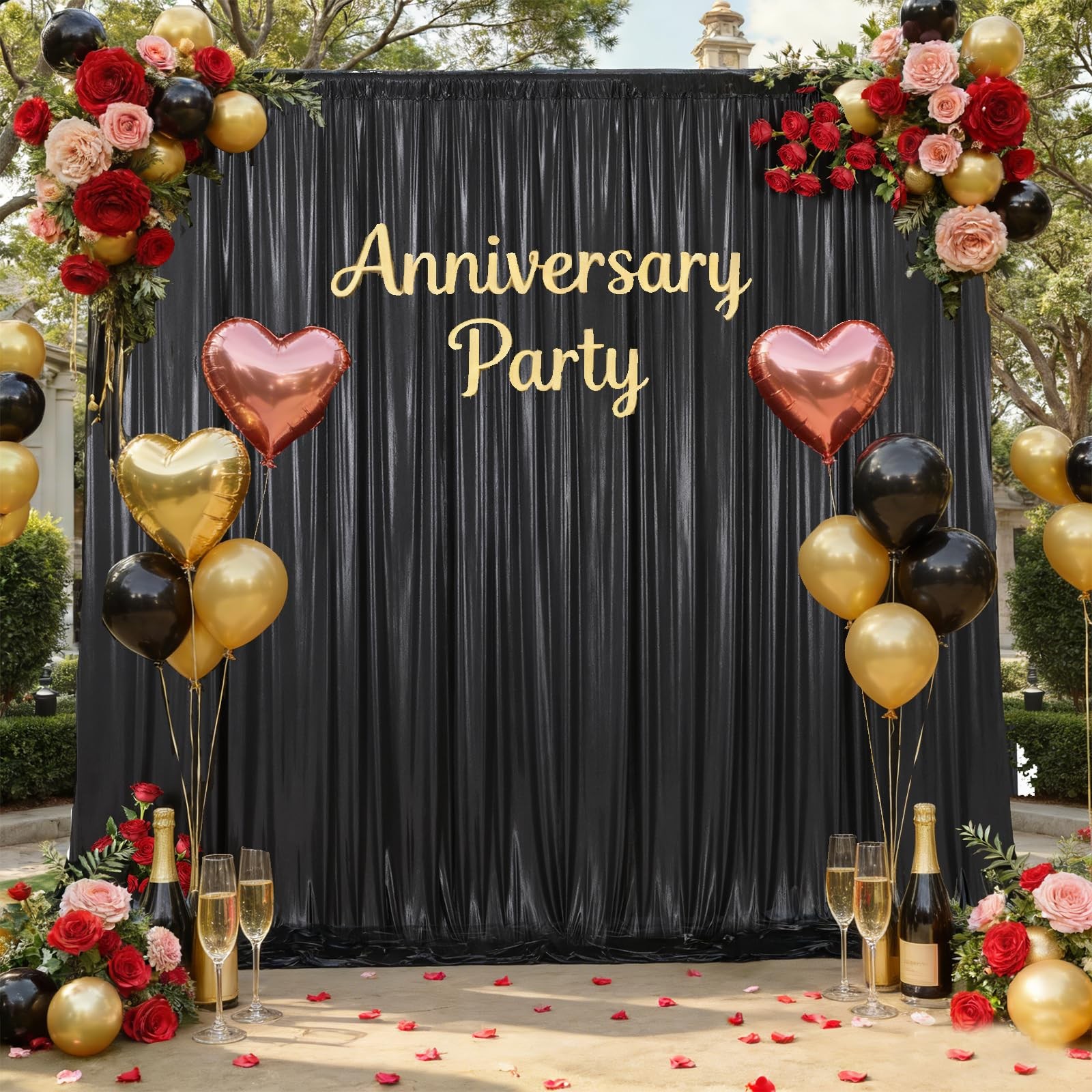 10x10ft Black Backdrop Curtains 10 ft X 10 ft(2 Panels 5ft X 10ft),