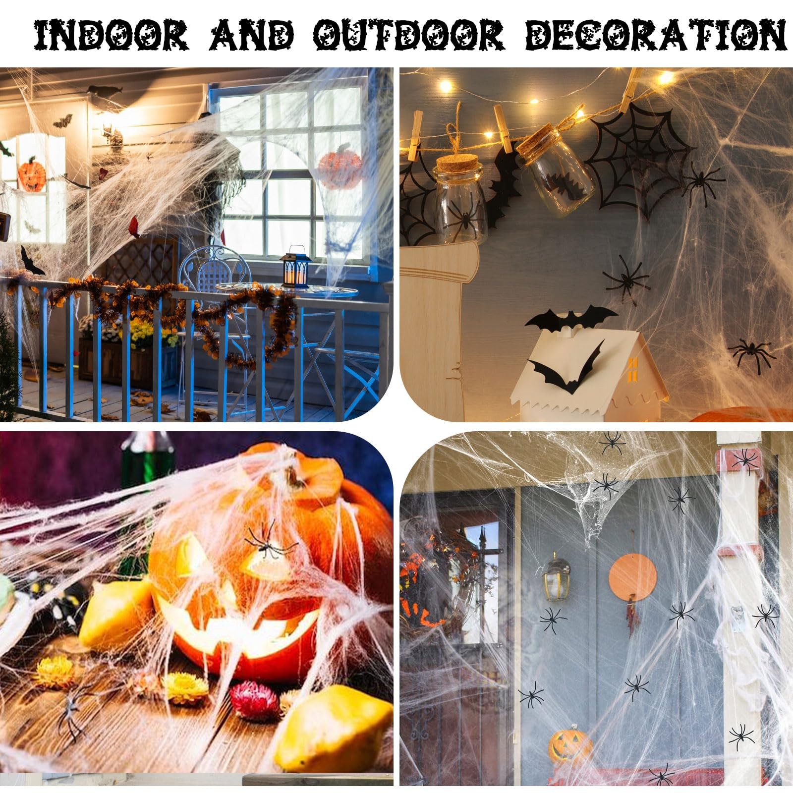 Halloween Spider Webs 1200 Sqft Cobwebs 50 Fake Spiders Indoor Outdoor Decor