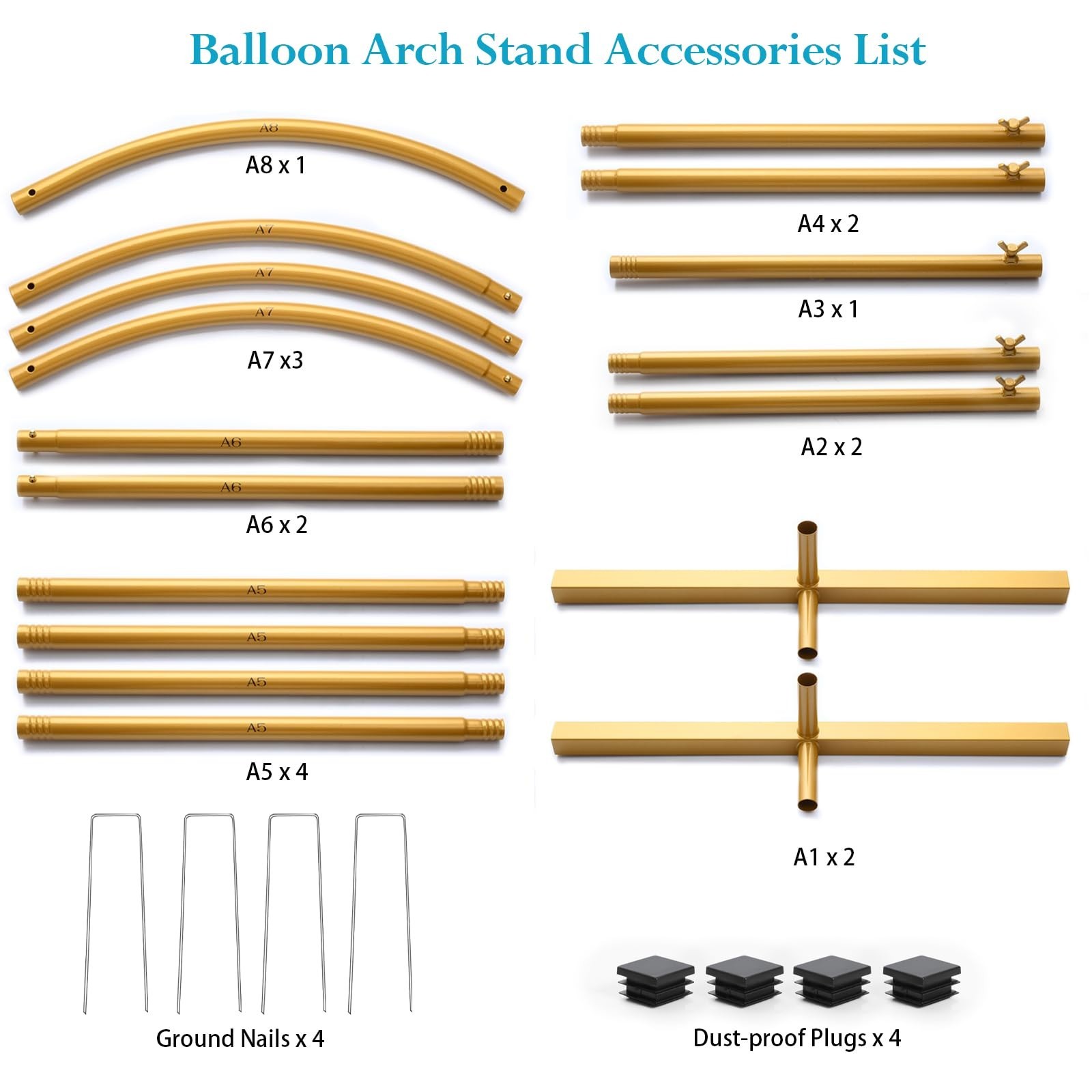 6.6 FT Metal Arch Stand – Gold Wedding Backdrop, Balloon Display for Parties, Ba