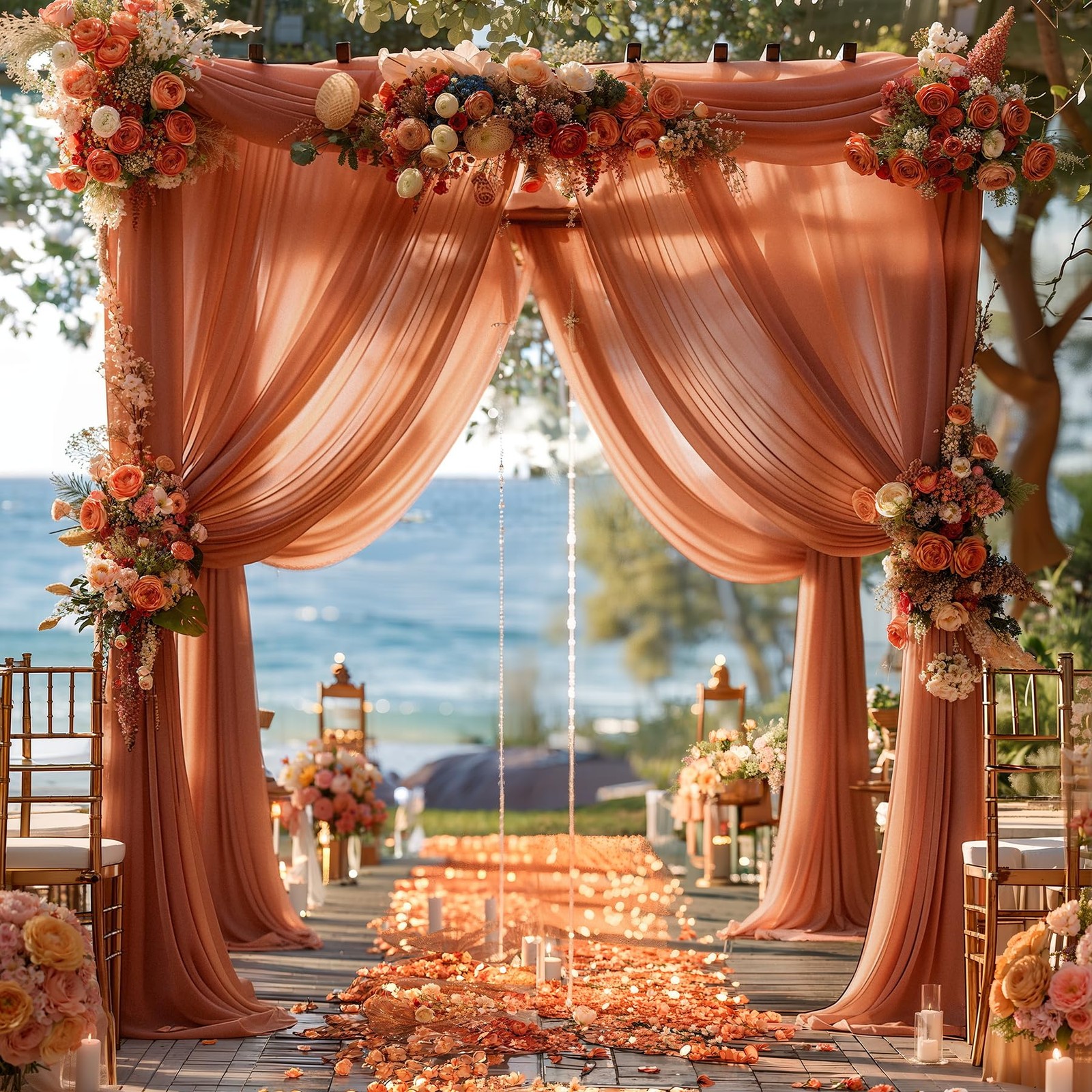Terracotta Wedding Arch Draping Fabric 1 Panel 30” x 20FT Terracotta Drapes She