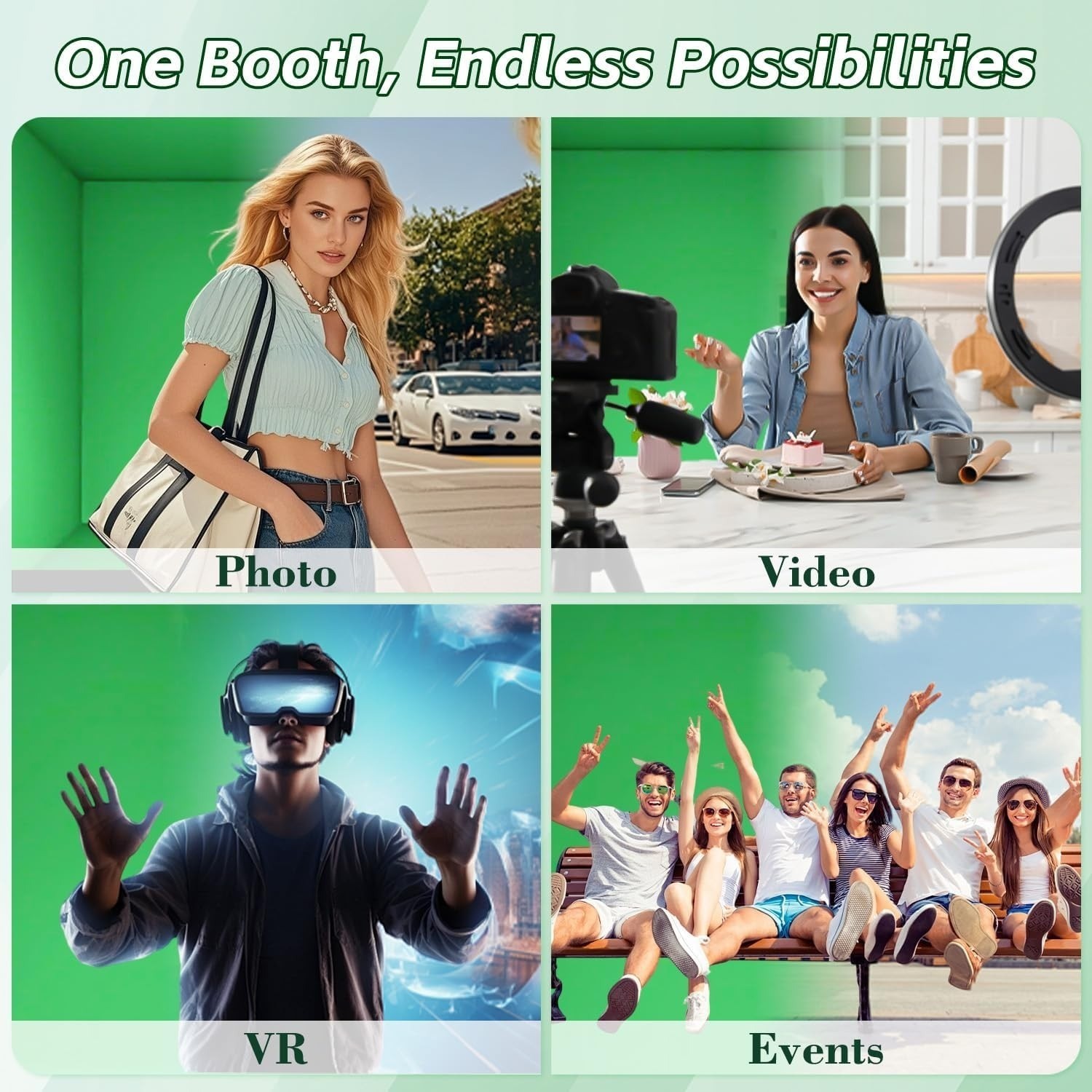 7.9ft x 7.9ft Green Screen Backdrop with Stand for Photo Studio Video Shooting