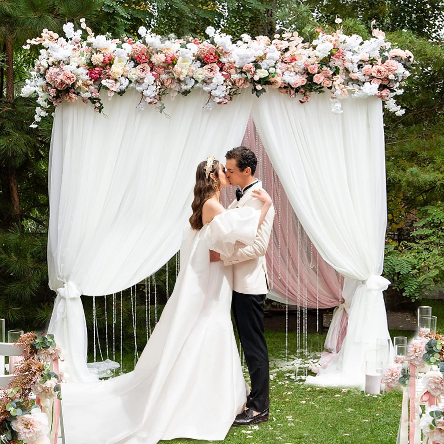 Fomcet 8FT x 8FT Backdrop Stand Heavy Duty with Base, Frame For Wedding Birthday